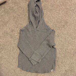 Light Gray Hooded Waffle Knit Pullover